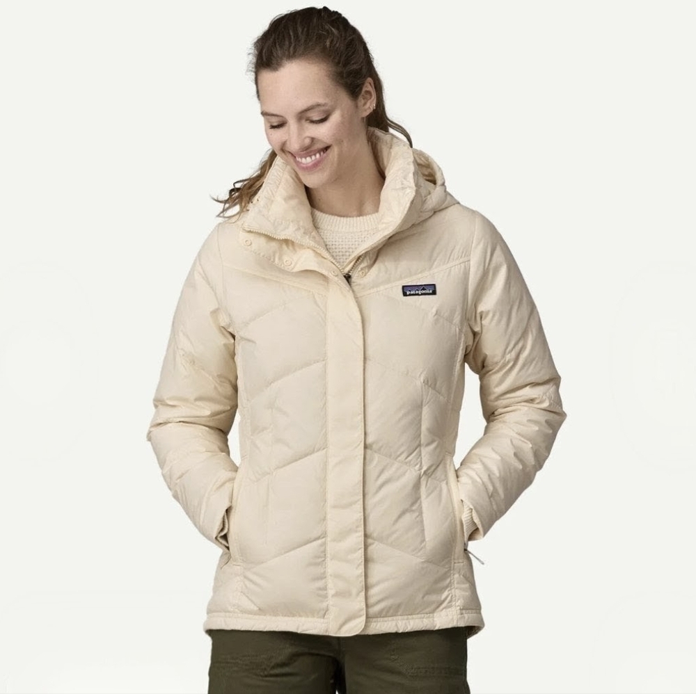 Patagonia Down With It Insulated Full Zip Hooded Jacket Size XS Natural EUC
